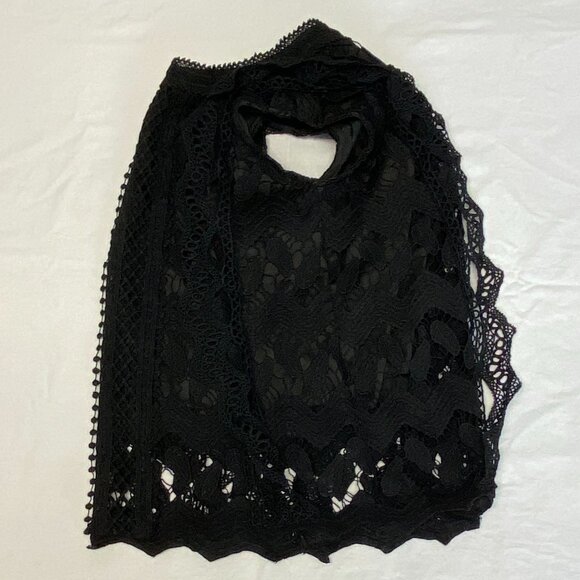 Yaostar Black Crochet Lace Sleeveless Ruffle Tank Top Tunic Lined Boho Chic M - Picture 11 of 15